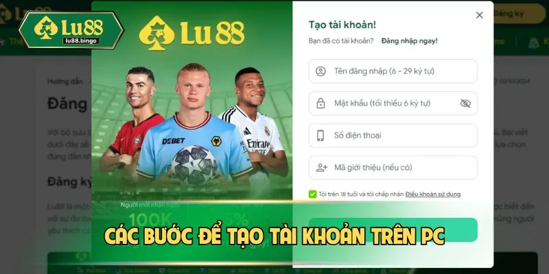 Các bước để tạo tài khoản trên PC